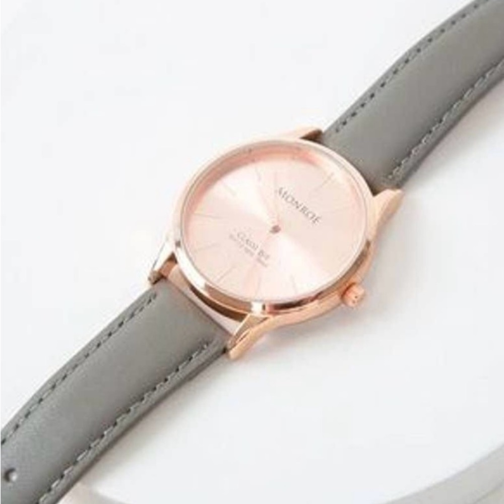 NWT - Monroe Grey Leather and Rose Gold Watch - Picture 3 of 5